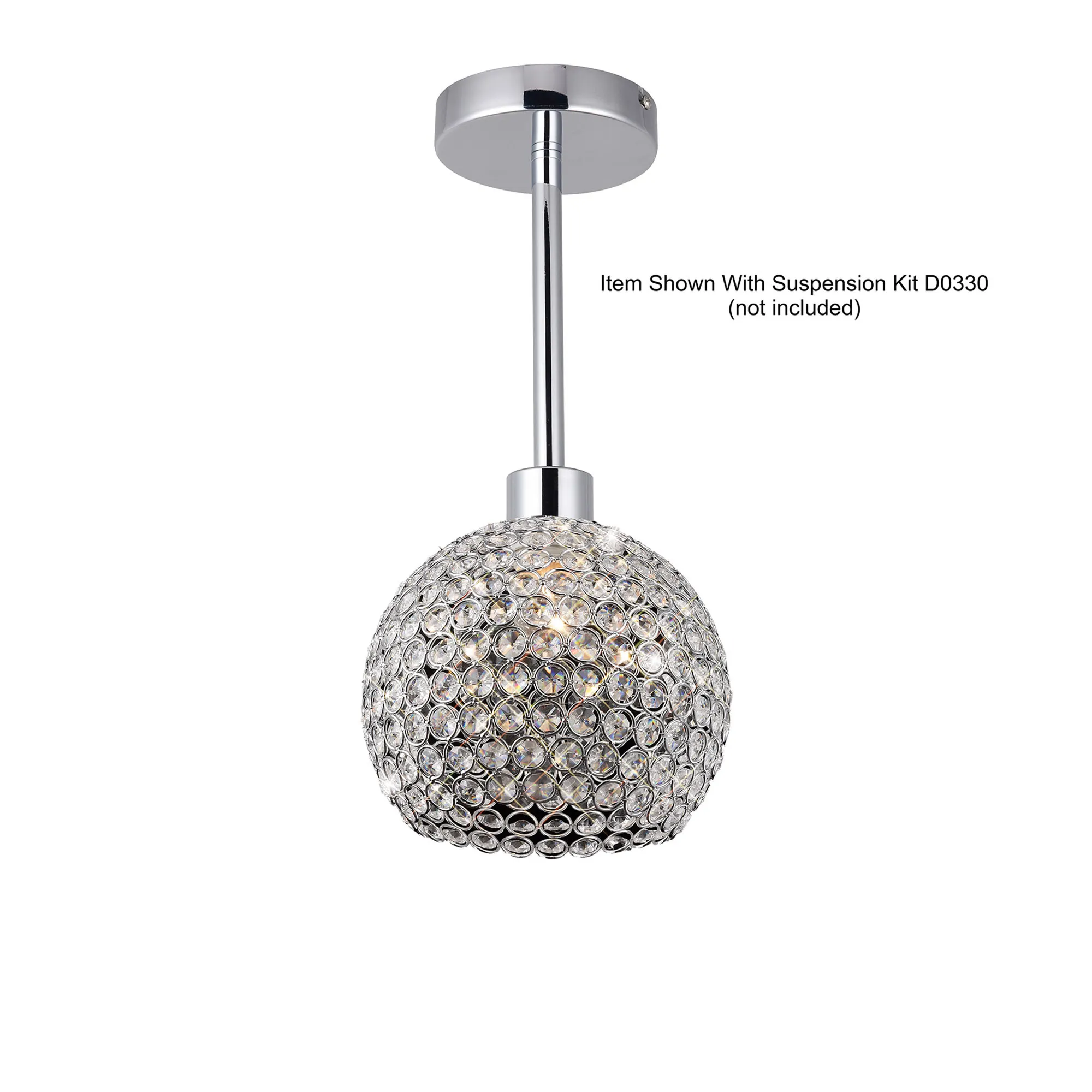 Kudo Crystal Ball Non-Electric SHADE ONLY IL60007  Diyas Kudo Polished Chrome